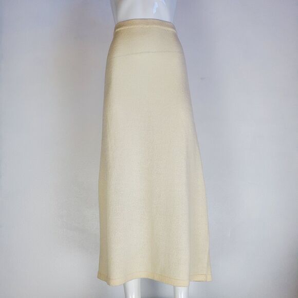 SOLD Vintage 80s Cream Wool Knit Maxi Skirt - Picture 2 of 8